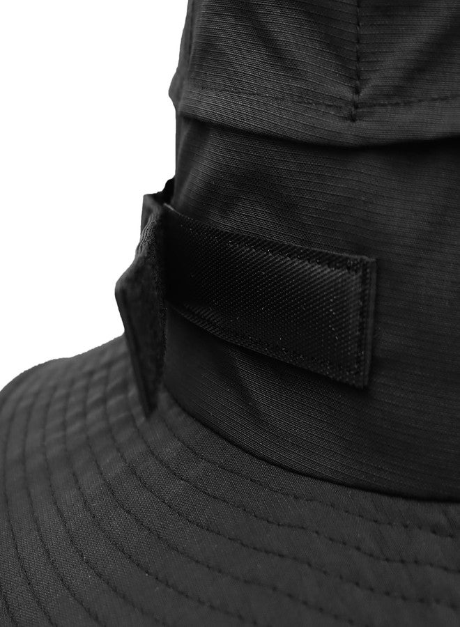Ducclucc UPF 50+ Surf Bucket Hat with Removable Neck Flap & Adjustable Chin Strap Waterproof Surf Hat for Men Women Surfing Kayaking Watersports (US, Alpha, One Size, Black) - Image 5